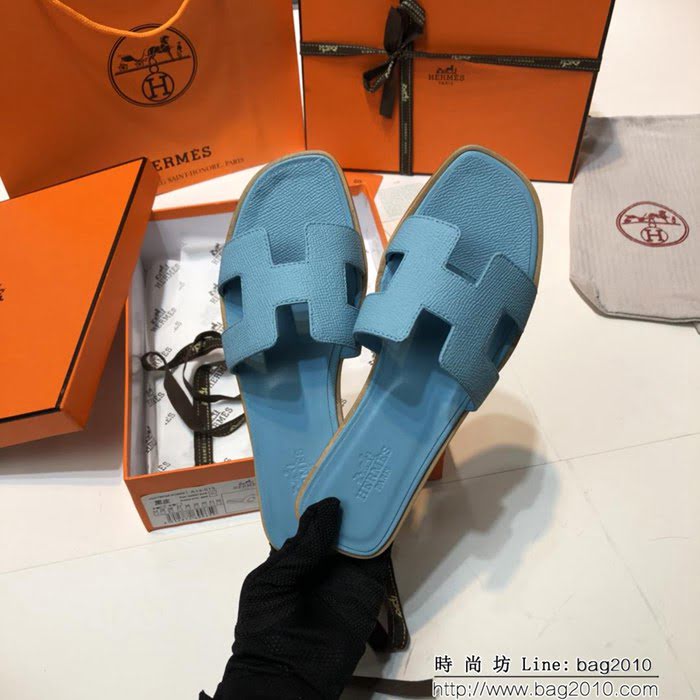 HERMES愛馬仕 頂級品質 2018手掌紋系列 貴婦拖鞋 休閒百搭款 真皮底女拖鞋  dsX1416
